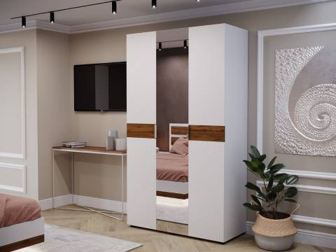 Шкаф трехдверный 1200 Лотос с зеркалом Дуб крафт