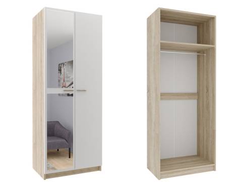 Шкаф Мила SK800 с зеркалом сонома-белый