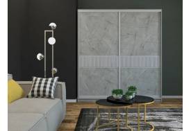 Шкаф-купе Юлия 2000 узкая рельефная вставка МДФ Каспий светлый