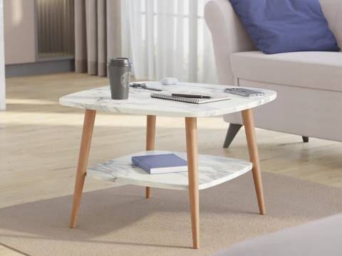 Стол журнальный Квадро Белый мрамор