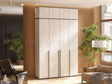 Шкаф четырехстворчатый Норд 1600 с антресолью дуб крафт белый МГ