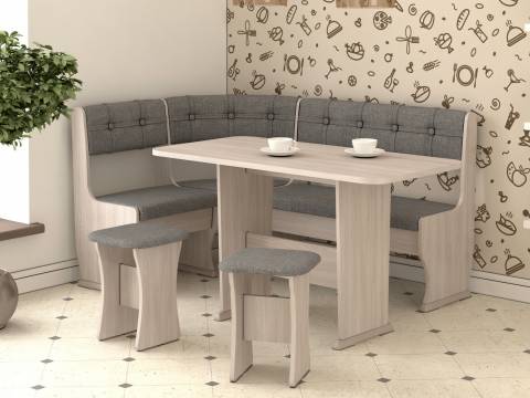 Кухонный уголок Ника-1 Люкс ясень шимо светлый-серый