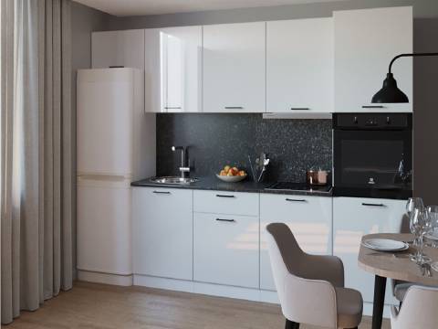 Кухонный гарнитур арт 7 Белый глянец 3000 мм