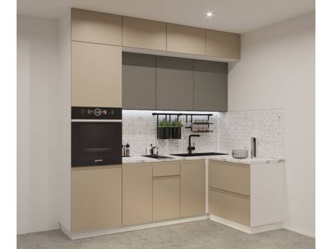 Кухонный гарнитур арт 19 Лайн Пикрит Обсидиан 2400х1400 мм