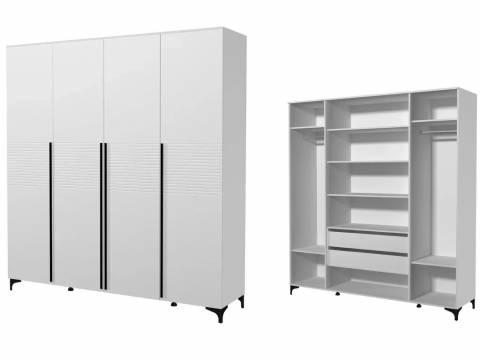 Шкаф ШР-4 Брента Белый снег-Белый лак