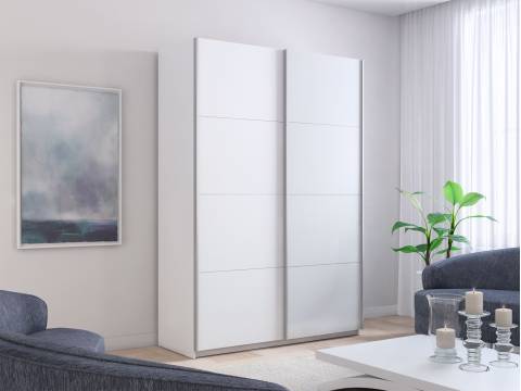 Шкаф-купе Прайм 2-х дверный 1600 ДСП/Стекло Белое Белый Снег