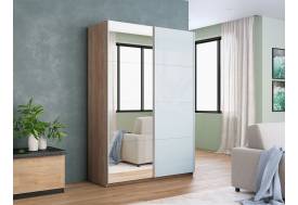Шкаф-купе Прайм 2-х дверный 1400 Зеркало/Стекло Белое Сонома