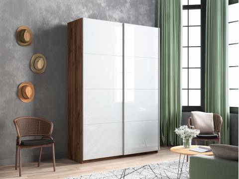 Шкаф-купе Прайм 2-х дверный 1600 Стекло Белое Крафт табачный