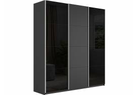 Шкаф-купе Прайм 3-х дверный 2100 два Стекла Черные/ДСП Серый Диамант