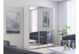 Шкаф-купе Прайм 3-х дверный 2100 три зеркала Белый Снег