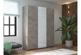 Шкаф-купе Прайм Широкий 3-х дверный два ДСП/Стекло Белое Бетон