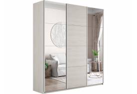 Шкаф-купе Прайм Широкий 3-х дверный два зеркала/ДСП Ясень Анкор Светлый