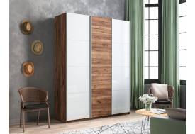 Шкаф-купе Прайм Широкий 3-х дверный два белых стекла/ДСП Крафт табачный