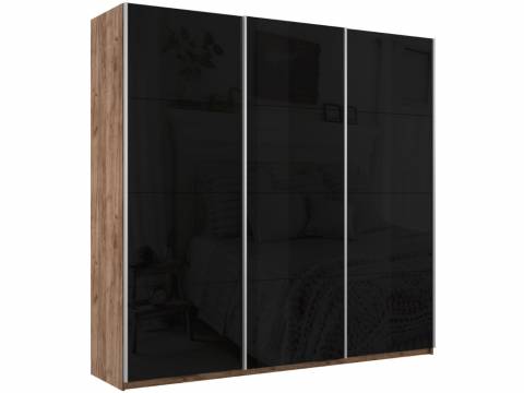 Шкаф-купе Прайм Широкий 3-х дверный три черных стекла Крафт табачный