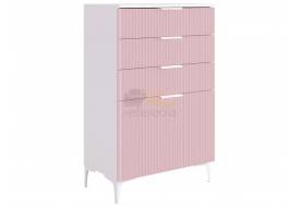 Комод Зефир белое дерево/пудра розовая