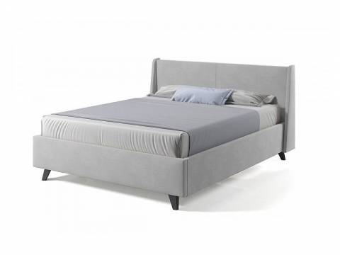 Кровать Лорен с ПМ 1800х2000 мм микровелюр светло-серый
