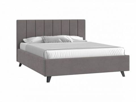 Кровать Оливия с ПМ 1400х2000 мм микровелюр серый