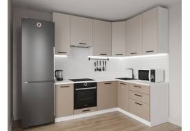 Кухонный гарнитур Каппучино 2200х1600 (верх 950 мм) МДФ