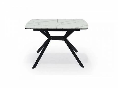 Стол раздвижной Олимп 1140 мм мрамор белый/черный муар