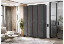 Шкаф четырехстворчатый Келвин (1600) Графит-вставка дуб крафт