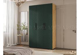 Шкаф трехстворчатый (1350) Флэш Браш Мени Грин, Дуб Крафт