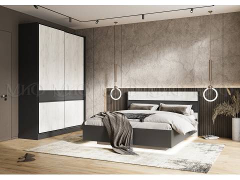 Спальня Роджина Графит/Дуб Крафт Белый