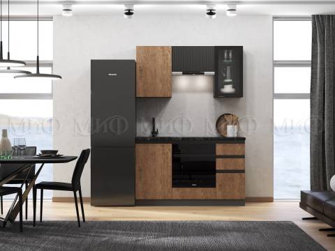 Кухня Техно-6 1500 мм Графит/Экзотическое дерево Амазония