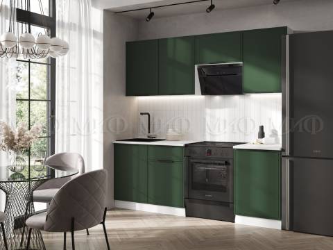 Кухня Николь 2100 мм Холст темно-зеленый