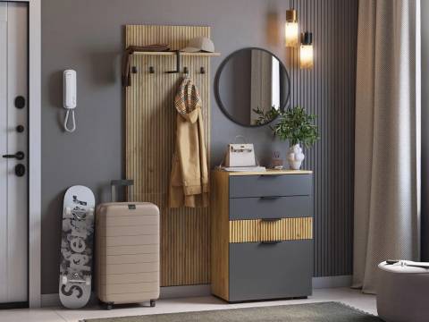 Прихожая Мебельсон К3 дуб крафт золотой/графит