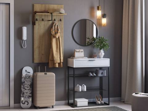 Прихожая Мебельсон К15 дуб крафт золотой/белое дерево