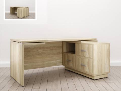 Стол для руководителя Дизайн Правый (Е-5) Eclectic eco одноцветный Дуб рокпайл