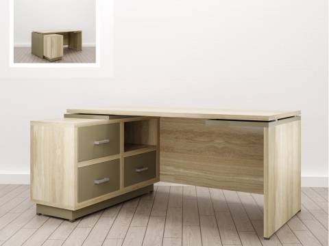 Стол для руководителя Дизайн Левый (Е-6) Eclectic eco Дуб рокпайл-Мокко