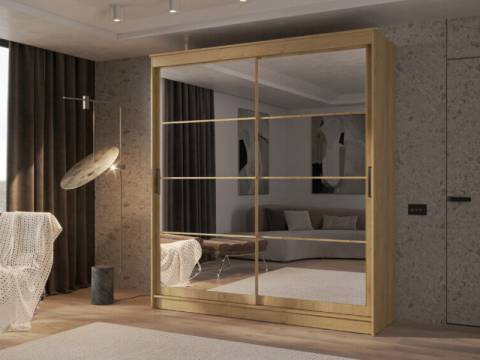 Шкаф-купе Гранд-1 2000 Дуб Вотан-двери Зеркало