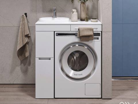 Тумба с раковиной Cosmetic 85 белая левая