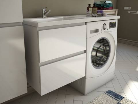 Тумба с раковиной Dallas Luxe 1300 навесная 2 ящика левая