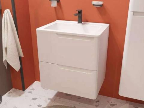 Тумба с раковиной Kare Luxe 600 навесная 2 ящика