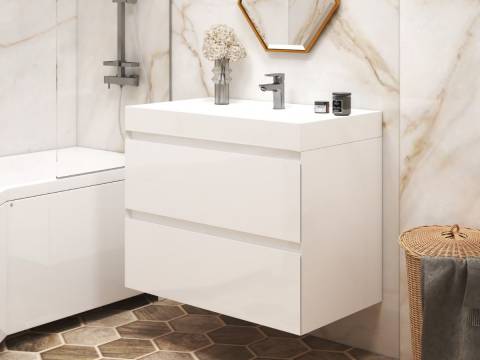 Тумба с раковиной Quadro 700 навесная 2 ящика