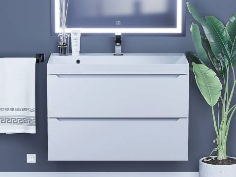 Тумба с раковиной Uperwood Tanos матовая белая 80 см