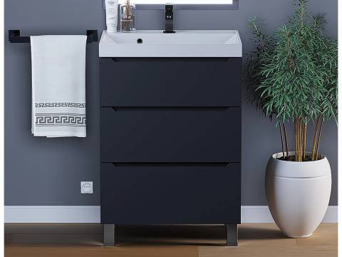 Тумба с раковиной Uperwood Tanos 3 ящика напольная 60 см черная