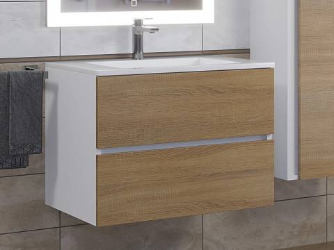 Тумба с раковиной Uperwood Barsa-Next белая/дуб сонома 70 см