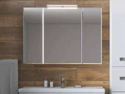 Шкаф навесной с зеркалом Plaza 1000 со светильником