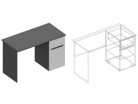 Стол письменный Вита правый тёмно серый лофт