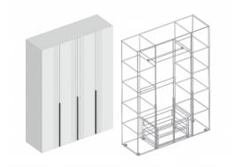 Шкаф Вита 4-створки для одежды белый лофт
