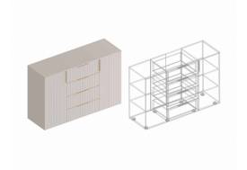 Комод Тефия 2-створки с 4 ящиками