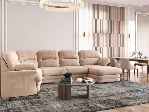 Диван угловой большой П-образный Квин 6 Ultra Caramel