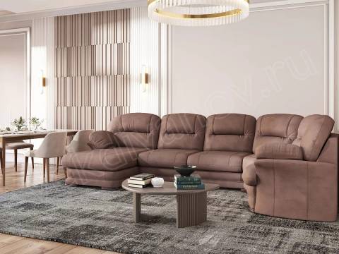 Диван угловой большой П-образный Квин 6 без механизма Ultra Chocolate