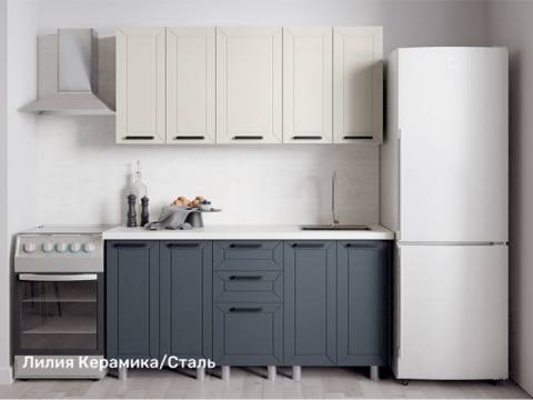 Кухонный гарнитур Лилия 1600 мм Керамика/Сталь