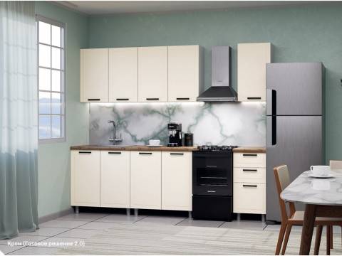 Кухонный гарнитур Ромашка 2000 мм Крем