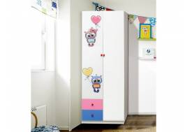 Шкаф двухдверный комбинированный с фотопечатью Совята 2.2